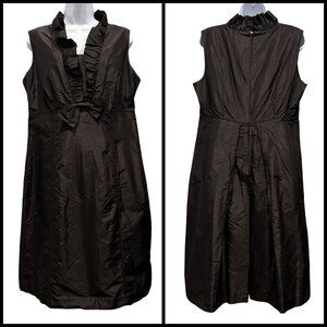 Soca St John 100% Silk Taffeta Dress Ruffle Bow Detail Evening Black Size 12